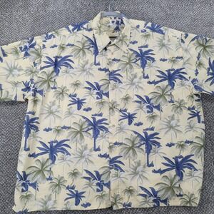 Pierre Cardin Mens 3XL Tropical Palm Tree Button Down Shirt Cotton Beach‎ Summer